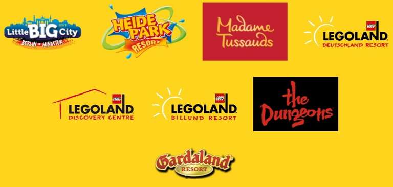 2 für 1 Eintrittsgutschein für Legoland, Heide Park, Madame Tussauds und weitere Attraktionen