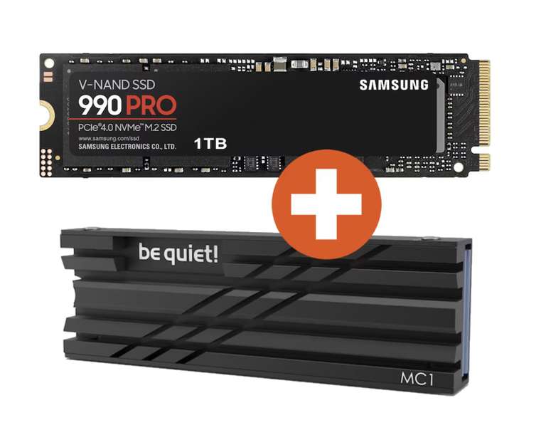 Samsung 990 PRO NVMe SSD 1 TB inkl. be quiet! MC1 Kühlkörper