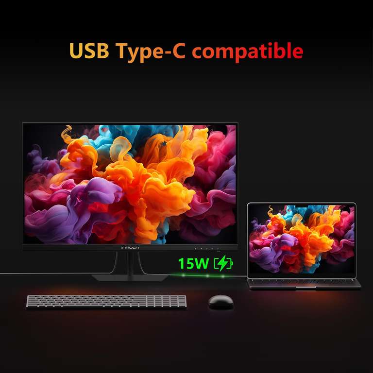 [Amazon] INNOCN 27C1U-L 27-Zoll 4K Monitor, UHD 3840x2160 IPS 99% sRGB-Farbraum HDMI, USB-C, Display Port, Eingebauter Lautsprecher