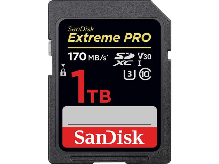 SanDisk Extreme PRO 1 TB SDXC-Speicherkarte mit bis zu 170 MB / s, UHS-1, Klasse 10, U3, V30 (Saturn/Amazon)