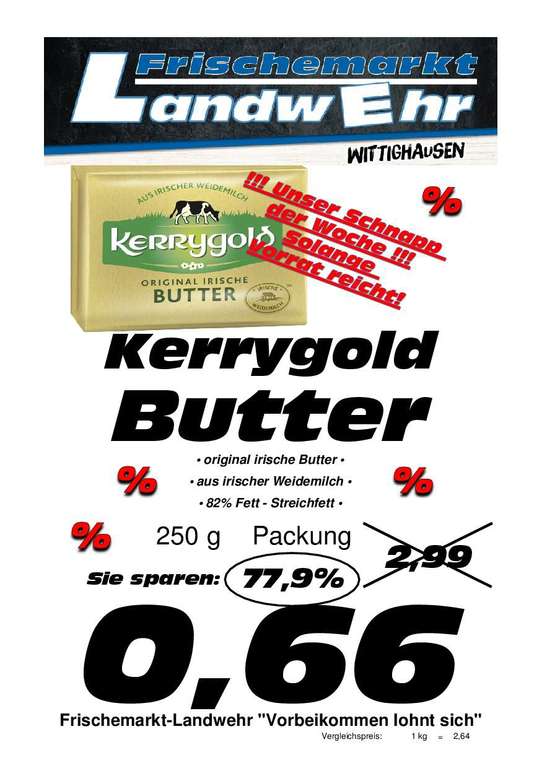 [LOKAL] Wittighausen - Kerrygold Butter 250g für 0,66€