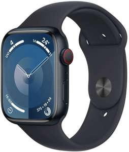 Apple Watch Series 9 45mm GPS + LTE in Mitternacht | 484x396, OLED, 2000nits | Aluminium | 64GB | WiFi 4 | BT 5.3 | NFC | UWB | Größe: M/L
