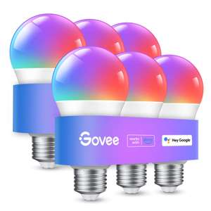 Govee Smarte Glühbirne E27, 6er Pack, 800lm, 9W, Wifi+BT, Alexa/Google Assistant