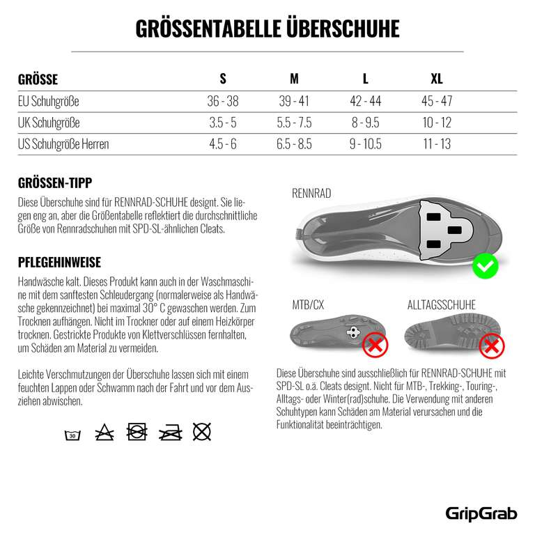 GripGrab Flandrien wasserdichte Gestrickte Rennrad Regenschutz Überschuhe (XL)