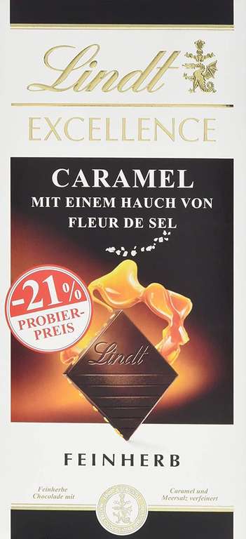 Lindt Schokolade LINDOR Weiß oder Caramel | 100 g Tafel | Prime