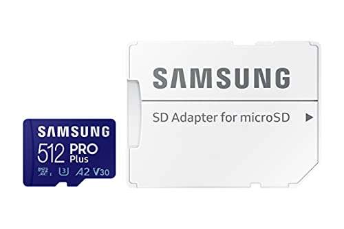 [Amazon] Samsung PRO Plus microSD Speicherkarte (MB-MD512KA/EU), 512 GB, UHS-I U3, Full HD & 4K UHD, 160 MB/s Lesen, 120 MB/s Schreiben