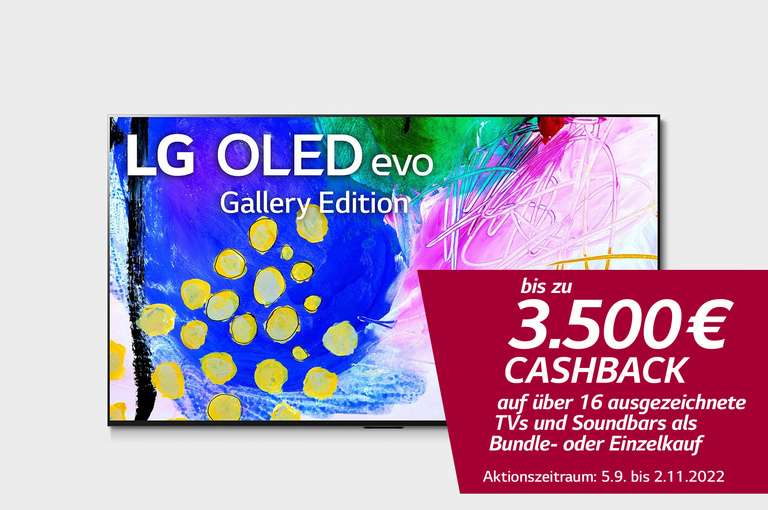 LG OLED G2 in 65“ für 2.249 € - 300 CASHBACK = 1.949 €