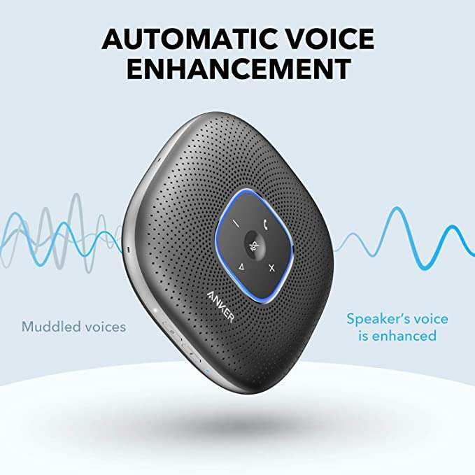 Anker PowerConf+ Bluetooth Lautsprecher mit Bluetooth Dongle, 6 Mikrofone, Fortschrittliche Stimmaufnahme, 24 Std Akku
