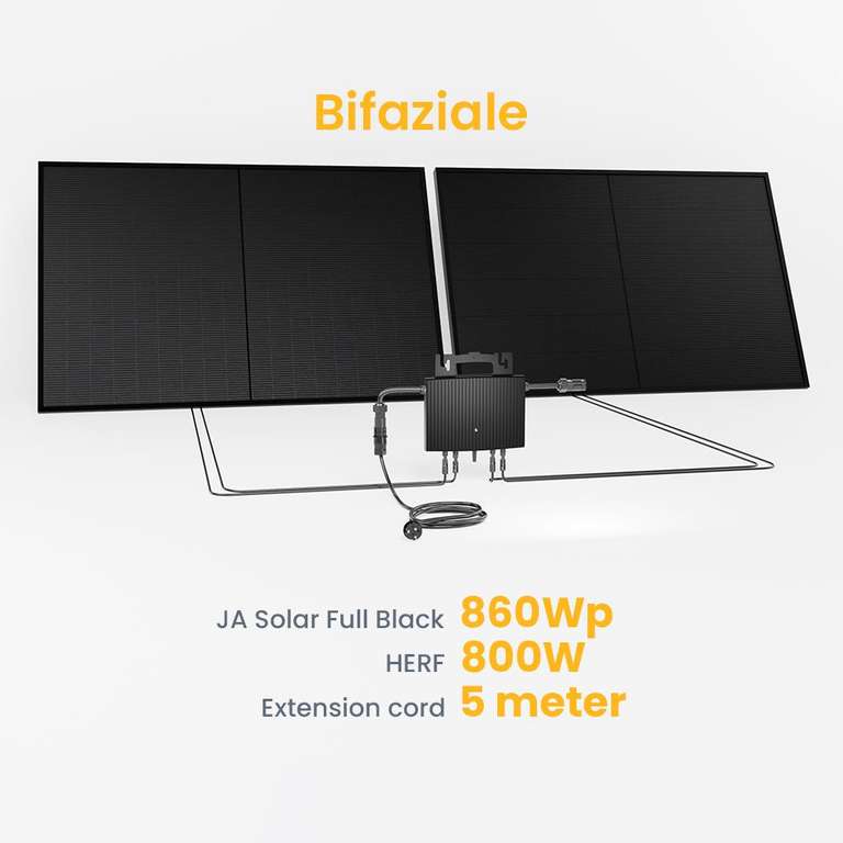 (Sammeldeal) Balkonkraftwerk 800W HERF Wechselrichter, JA Solar Solarmodul 830/850/860Wp Bifaziale Deal ab 249€