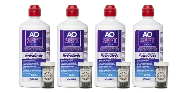 AOSEPT Plus mit HydraGlyde 4x360ml - Peroxid Pflege Vorteilspack