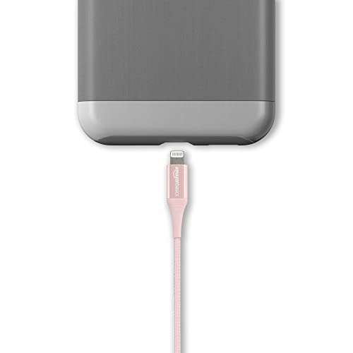 Amazon Basics – Verbindungskabel Lightning auf USB-A, doppelt Nylon-umflochten, MFi-zertifiziert, Rotgold, 0,9 m (PRIME)