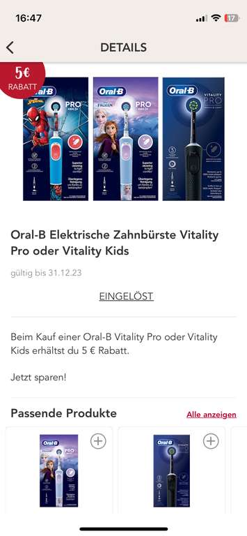 Oral-B Pro Kids 3+ elektrische Zahnbürste bei Rossmann (App Coupon)