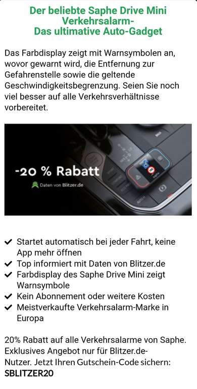 Saphe Drive Mini und andere 20% Rabatt bis 30.04.2022