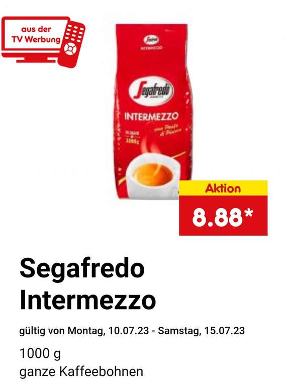 Segafredo Intermezzo und gegebenenfalls mit dem 20% Coupon sogar schon für 7,10€ zu haben!