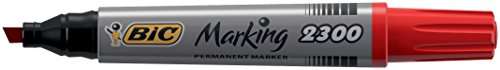 BIC Marking 2300 Permanent Marker, in Rot, 12er Pack, Wasserfester Stift auch für Karton, Plastik und Holz, 3,7 bis 5,5 mm (Prime Spar-Abo)