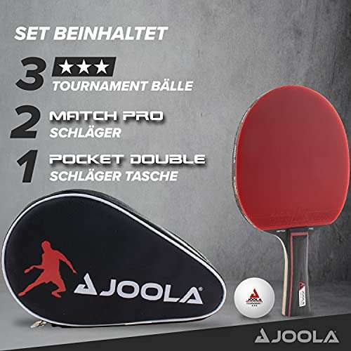 JOOLA Tischtennis Set Duo Pro | 2 Tischtennisschläger + 3 Tischtennisbälle + Hülle, 6-teilig [Amazon Prime / Kaufland zzgl. Versand]