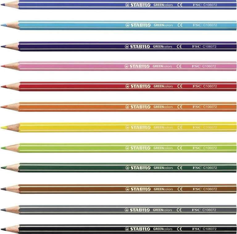 (Prime) Umweltfreundlicher Buntstift - STABILO GREENcolors - 12er Pack - mit 12 verschiedenen Farben