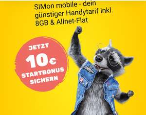 8GB LTE50 Tarif im Vodafone Netz bei SIMon mobile mit 10€ Startguthaben