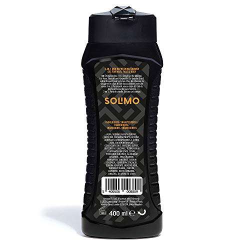 Solimo 3-in-1 (Körper, Gesicht, Haar) Duschgel für Männer, 400ml (Prime Spar-Abo)