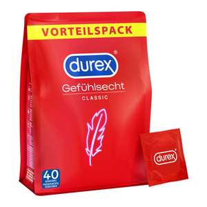 40 Stück - Durex Gefühlsecht Kondome, hauchzartes Kondom für intensives Empfinden