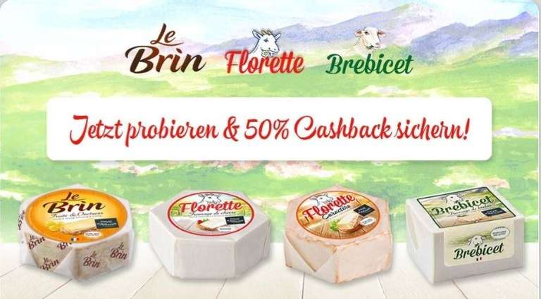 [50% GzG] - (3x pro Person) 50% Cashback auf Florette, Brebicet und Le Brin Käse Produkte