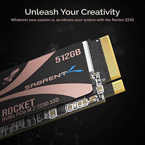 Sabrent Rocket 2230 M.2 NVMe 512GB, PCIe 4.0 X4 (Verfügbarkeitsdeal) [Amazon]
