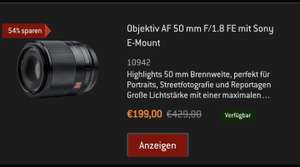 Rollei AF 50mm F1.8 FE E-mount Sony