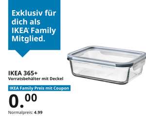(Ikea Family Dresden Mai) IKEA 365+ Vorratsbehälter mit Deckel 1 Liter 21x15cm