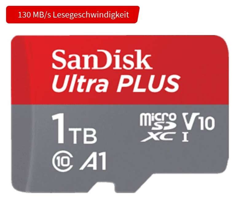 SANDISK Ultra PLUS, Micro-SDXC Speicherkarte, 1 TB, 130 MB/s, Versandkostenfrei