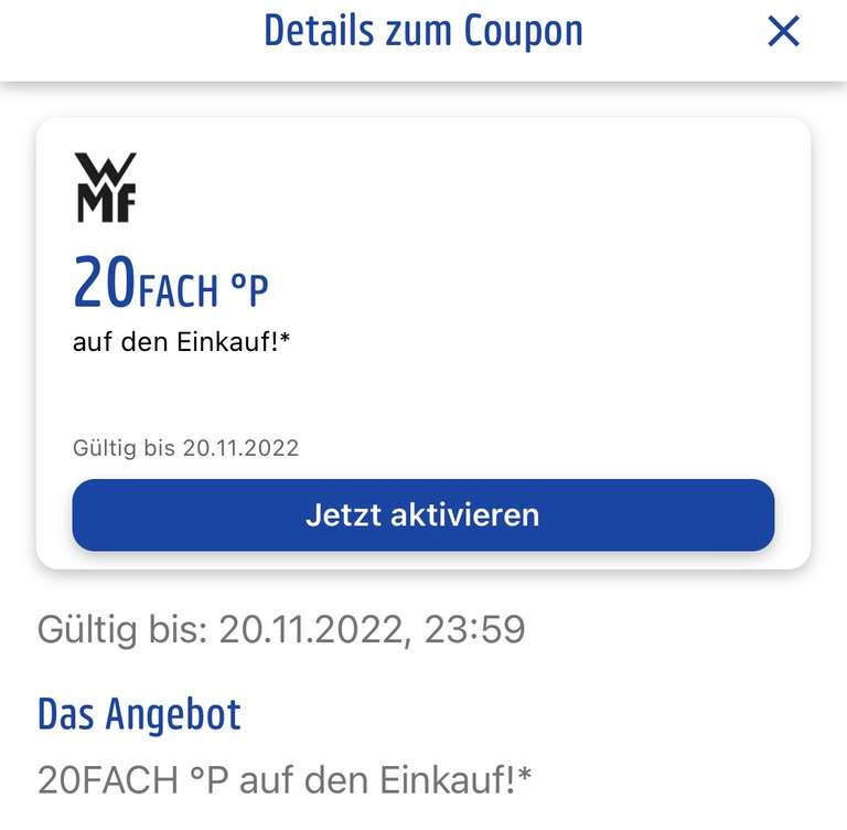 [Payback personalisiert] WMF 20-Fach Coupon