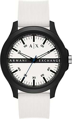 Armani Exchange Herren-Dreizeigeruhr, Gehäusegröße 46 mm, Silikonarmband