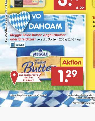 Netto Bayern ab 17.7.: Meggle Butter 1,29€/250g