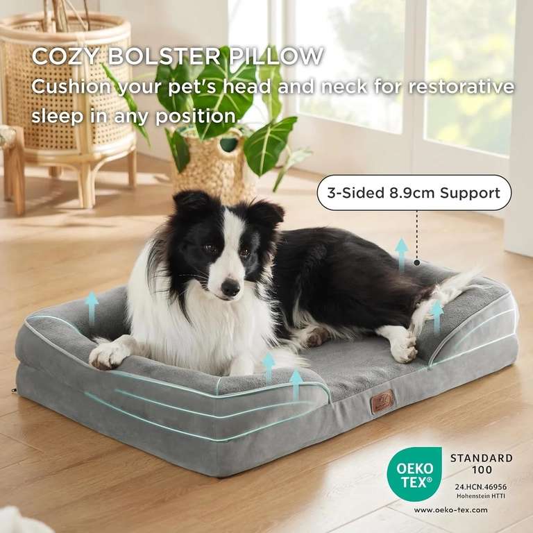 Orthopädisches Hundebett Aus Memory-Schaum – Waschbar, Rutschfest, 100x60 Cm (XL), Für Große & Kleine Hunde