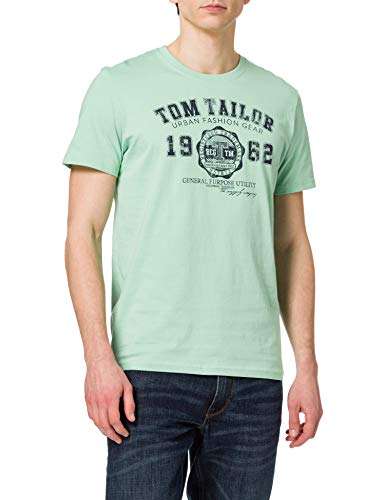 TOM TAILOR Herren T-Shirt mit Logoprint, Soft Jade (Gr. S-XXL) für 6,99€ (Prime)