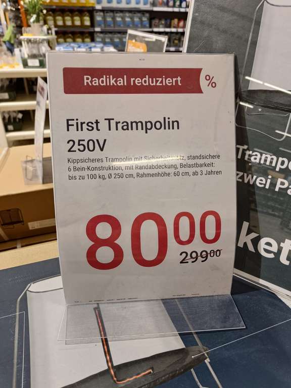 [Globus Hockenheim] HUDORA First Trampolin 250V/250cm für nur 80 € ! - Abverkauf