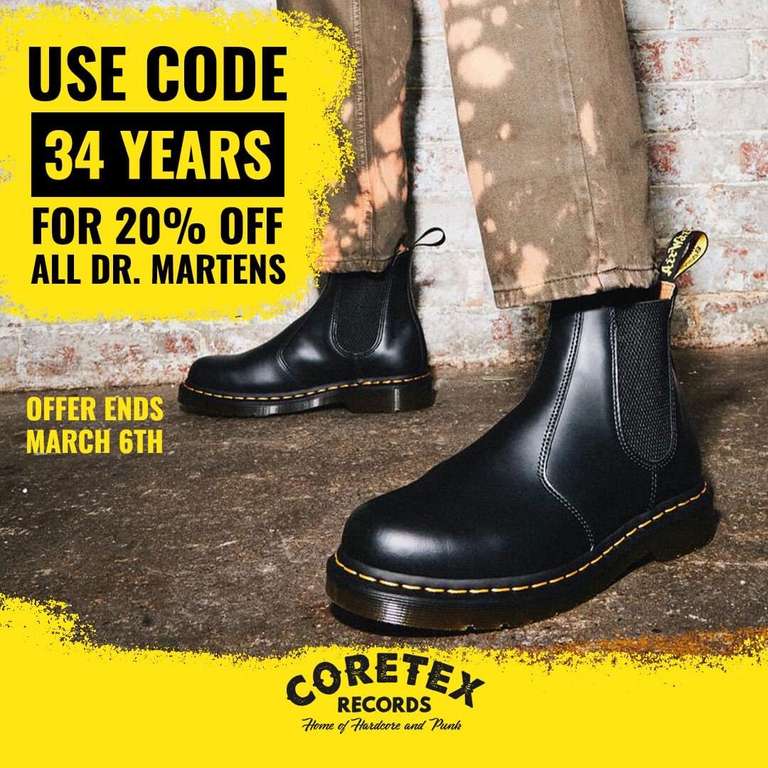 20% Rabatt auf alle Dr. Martens Modelle bei CoreTex z.B. 2976 Chelsea Boot für 135,99 €