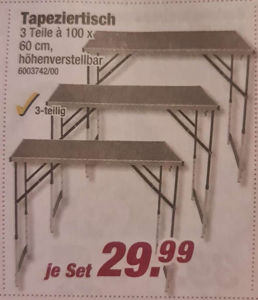 Tapeziertisch 3-teilig höhenverstellbar – 100x60 cm, 29,99 at POCO Möbel