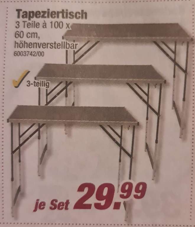 Tapeziertisch 3-teilig höhenverstellbar – 100x60 cm, 29,99 at POCO Möbel