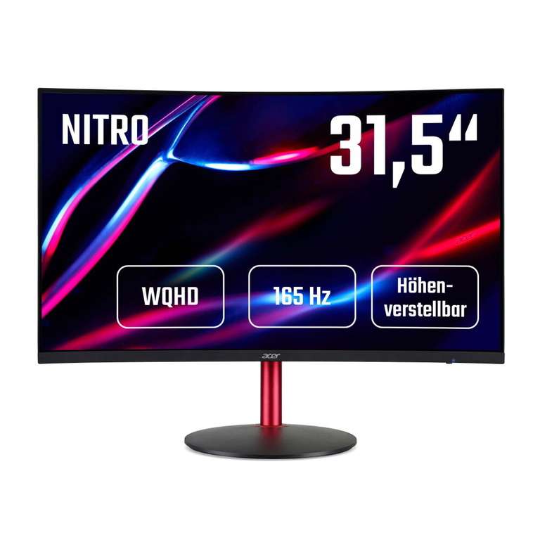 Acer Nitro XZ322QUP Gaming Monitor - 32", WQHD, 165 Hz,Curved VA, Höhenverstellbar, AMD FreeSync, VESA