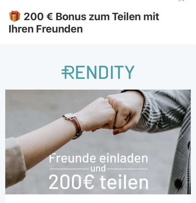100€ + 100€ KWK bei Crowdfunding Anbieter Rendity