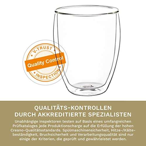 Creano doppelwandiges XXL 400ml Kaffeeglas/Teeglas/Latte Macchiato, 6er Set 29,65€ / 4,94€ pro Glas Prime