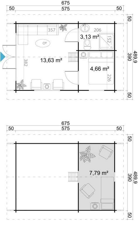 Gästehaus, Gartenhaus CAROLINE 2.3 inkl. Schlafboden (ISO-Glas) 22,43 m2