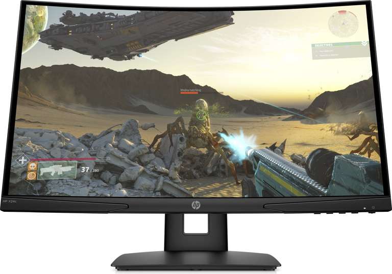HP X24c Gaming-Monitor (23.6", FHD, VA, Curved, 144Hz, FreeSync, 300nits, HDMI 2.0, DP 1.2, höhenverstellbar, 2J Garantie)