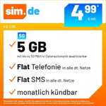 [sim.de / handyvertrag.de] 17 GB 5G LTE +Allnet +SMS-Flat +VoLTE&WLAN Call für 7,99€/ mtl kündbar / nur 7€ AG | 10GB - 6,99€ | 5GB - 4,99€