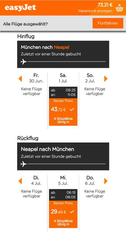 München - Neapel 73,21€ p.P. Hin- und Rückflug via EasyJet