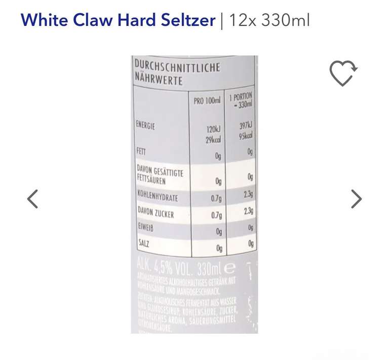 White Claw Hard Seltzer Angebot bei Motatos 12*0,33 ab 6,99€ - 60ct die Dose MHD Ware +10€ Rabatt, MBW 25€