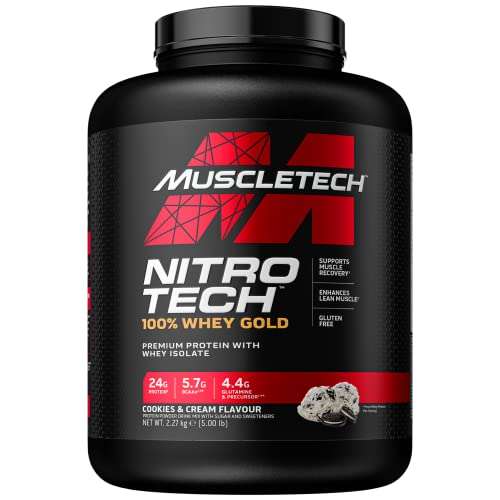 MuscleTech Nitro-Tech Whey Gold Protein Isolate & Peptides,Cookies and Cream, 2.27 kg