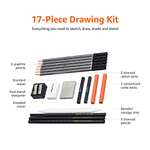 [Amazon Prime] Amazon Basics 17 Stück, Skizzier- und Zeichenstifte-Set, Holzkohle, schwarz, Weiß, orange