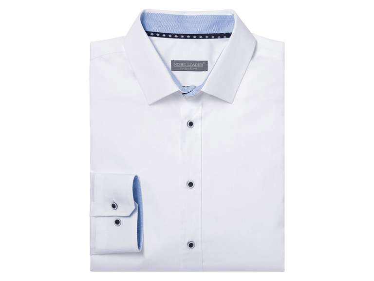 [Lidl] Nobel League Herren Businesshemd, Super-Slim Fit Weiß, Regular Fit in blau & Struktur/blau