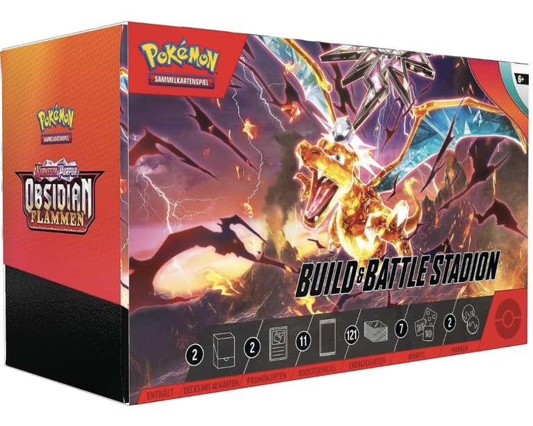 Verschiedene Sets 10% Rabatt ab 50€ Warenwert z.B Pokémon Obsidiane Flammen - Build & Battle Stadium Box deutsch